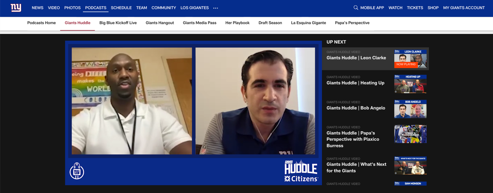Tommy Devito's Quarterback Leon Clarke Joins the Show | Giants Huddle | New York Giants - YouTube
